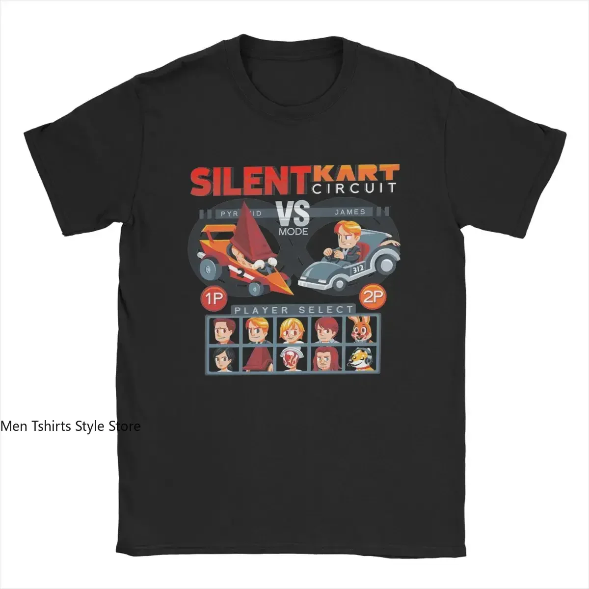 Silent Kart Circuit Silent Hill T Shirts for Men 100% Cotton Vintage T-Shirts Crew Neck Tees Short Sleeve Tops Gift Idea