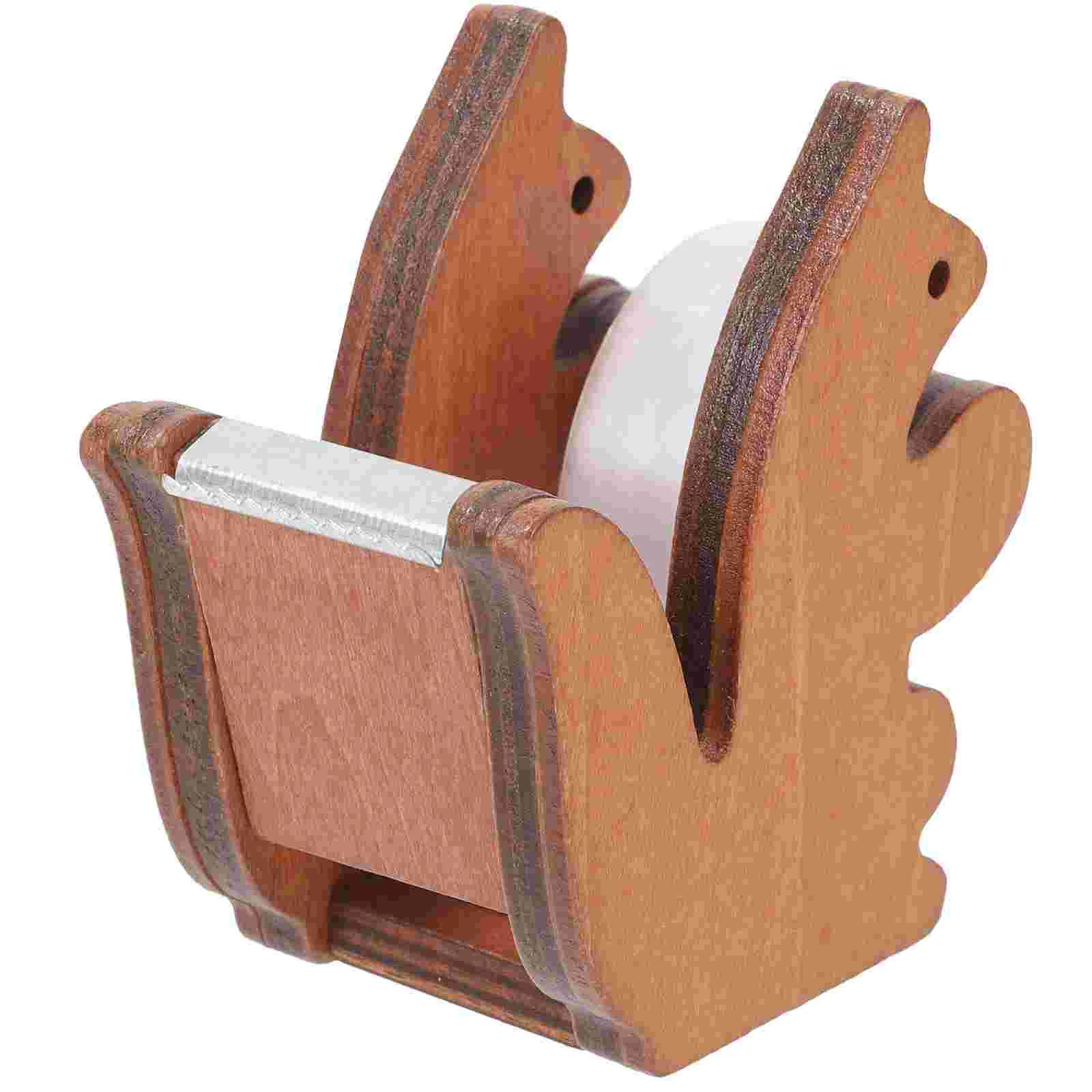 Tape Dispenser Portabel Lem Meja Tupai Isi Ulang Desktop Kayu Kantor Magnetik