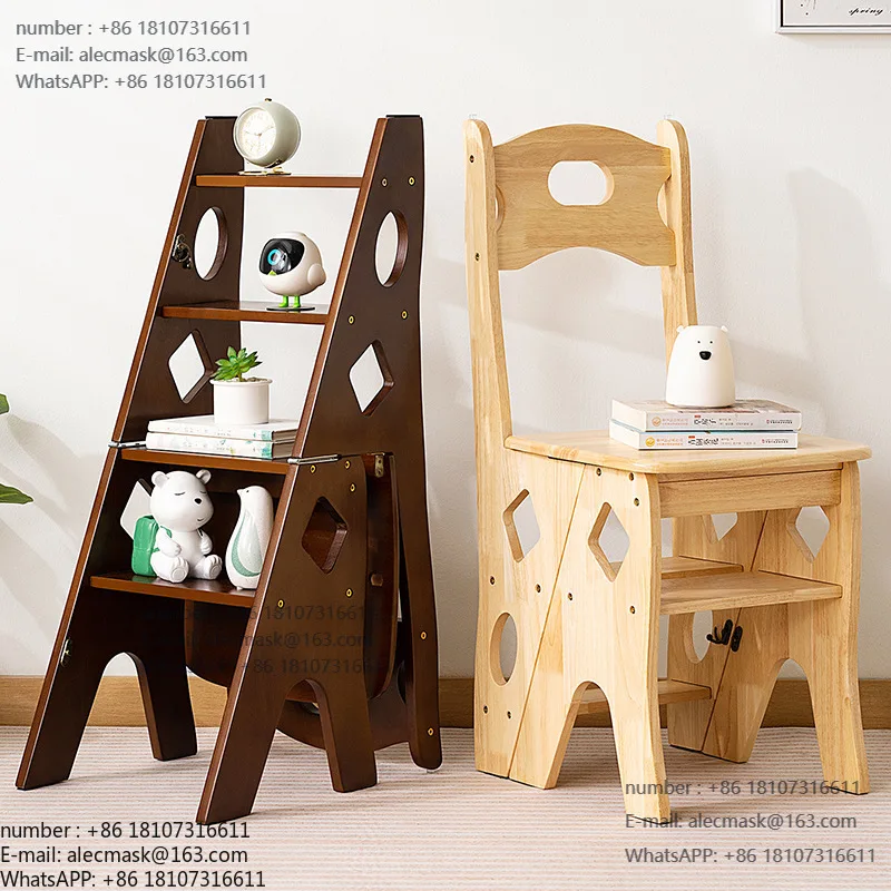 

Solid wood family ladder folding ladder indoor stool can be used as