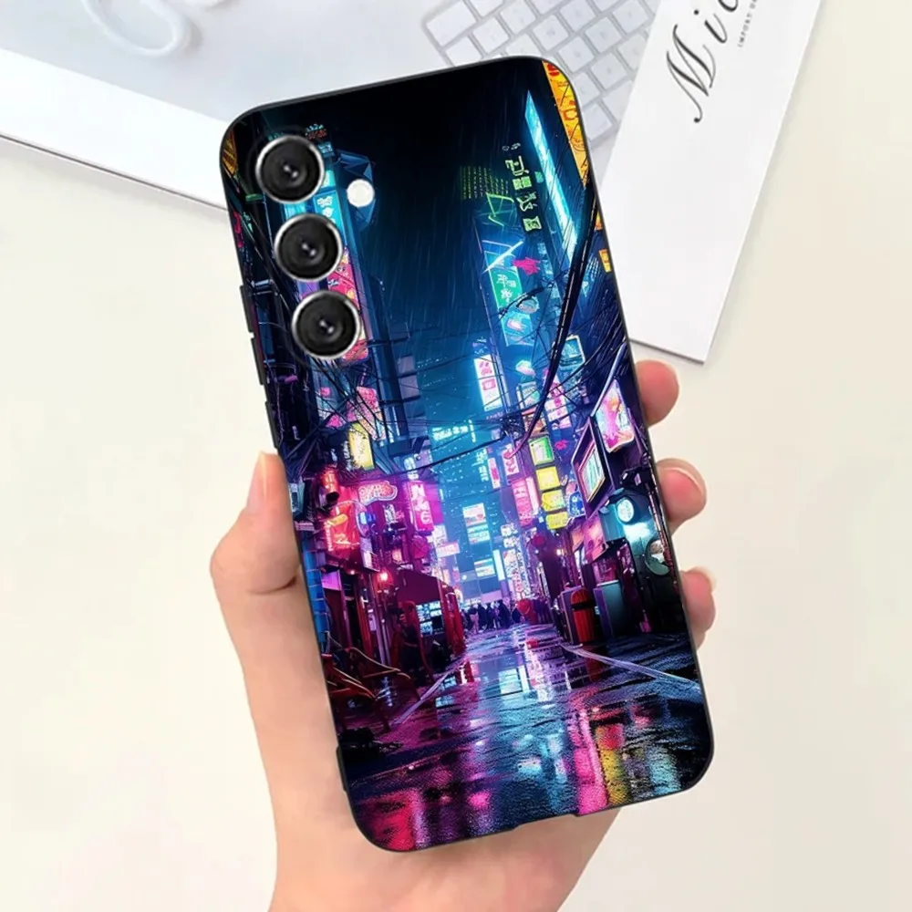 C-Cyberpunk City Night Cool  Phone Case For Samsung S21,S22 Ultra,S20,S30 plus,S22 plus,S23,S30 ultra 5G Silicone Cover