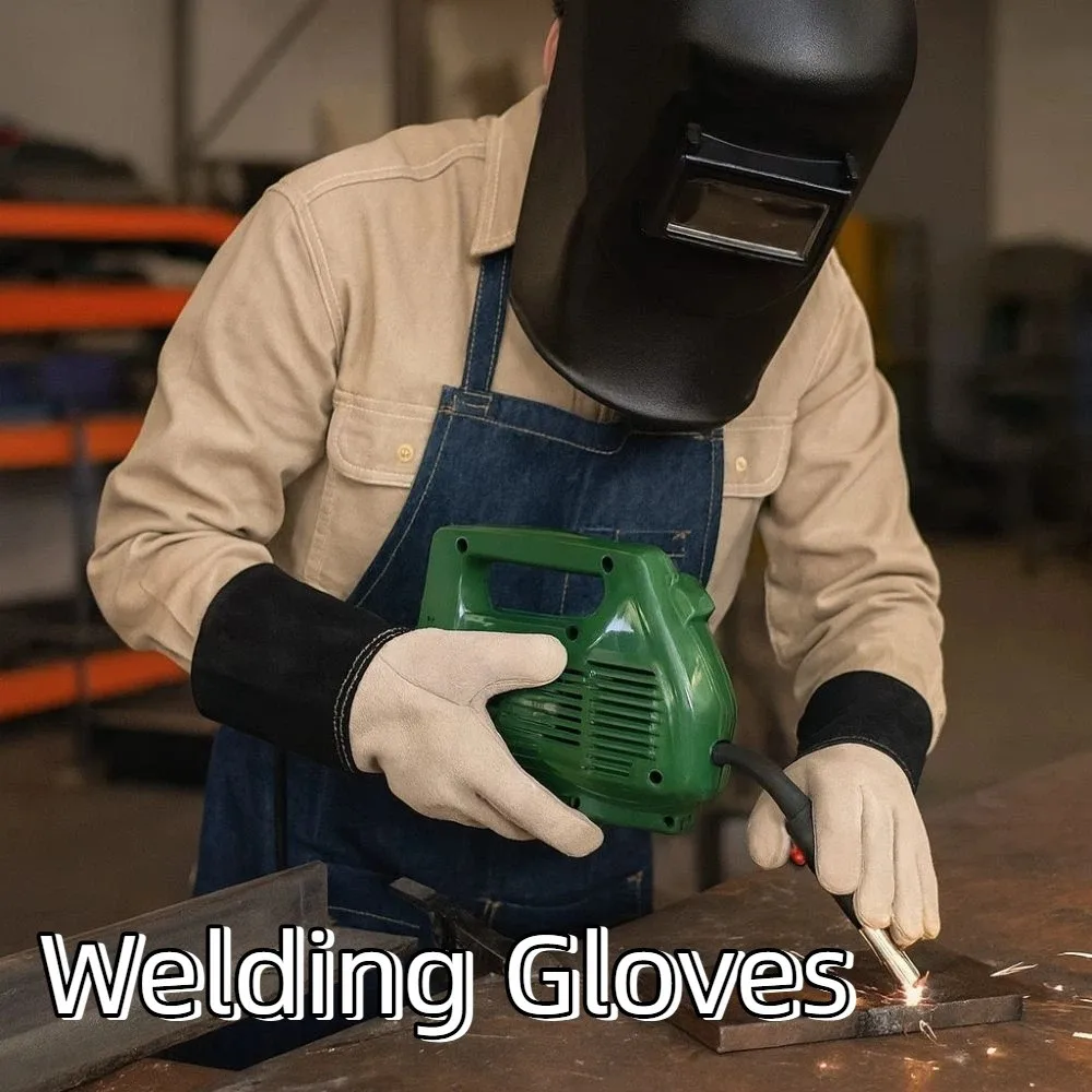 1 Pair Wear-Resistant Welding Gloves Cut Resistant Thorn Proof Protective Gloves Thickened Heat Resistant Gauntlet Gloves