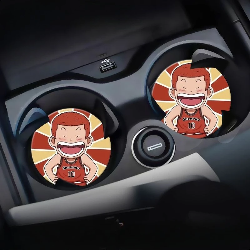 سلام دنك ساكوراجي Hanamichi Rukawa Kaede كارتون لطيف كوستر حامل أكواب السيارة حصيرة عالية القيمة الزخرفية عدم الانزلاق تخزين حصيرة #2