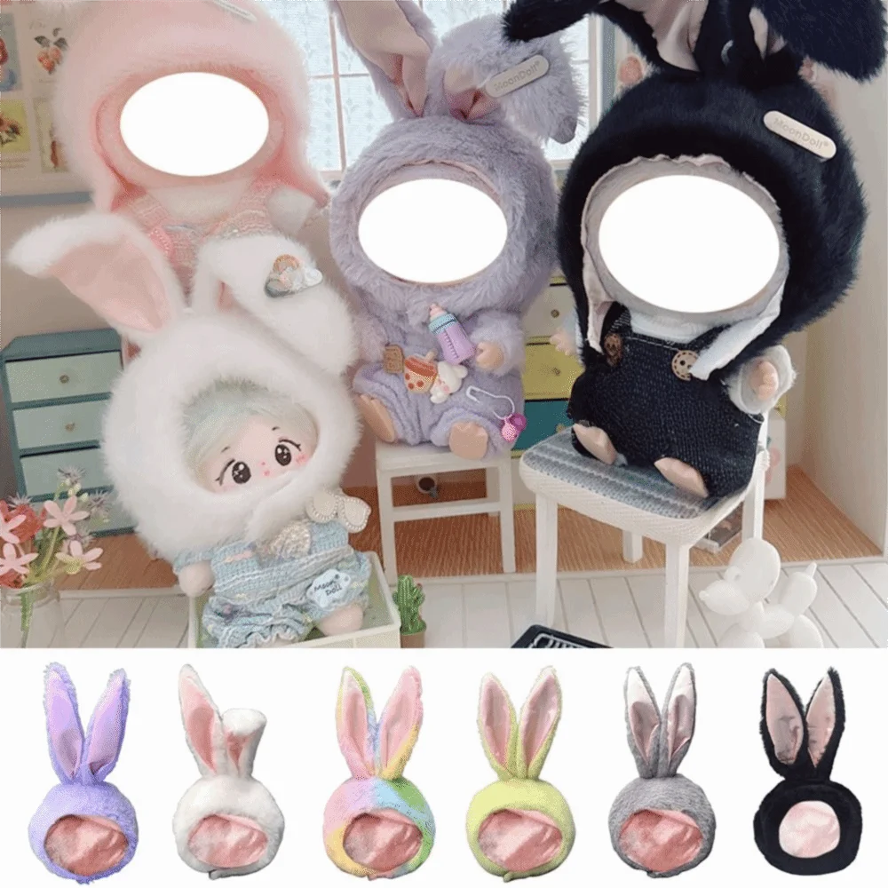 Per 17 centimetri bambola di coniglio orecchio cap cartone animato orecchio di coniglio cambio spogliatoio gioco bambola cappello orecchio lungo gioca a casa cos outfit copricapo giocattolo