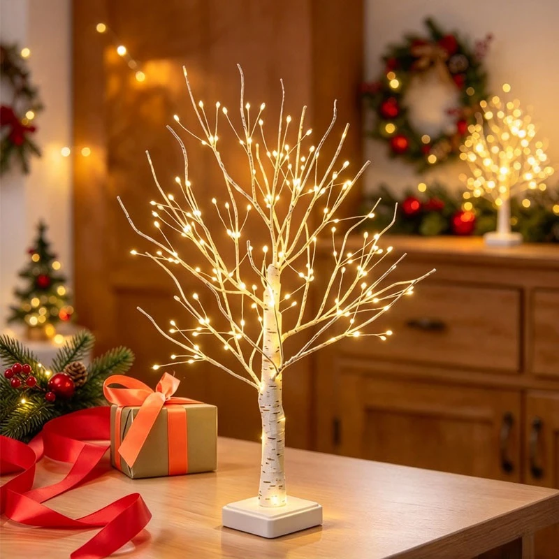 LED Birch Tree Light Warm White Battery Box Powered Holiday Decoration for Christmas Halloween Easter Gift Party Home Decor