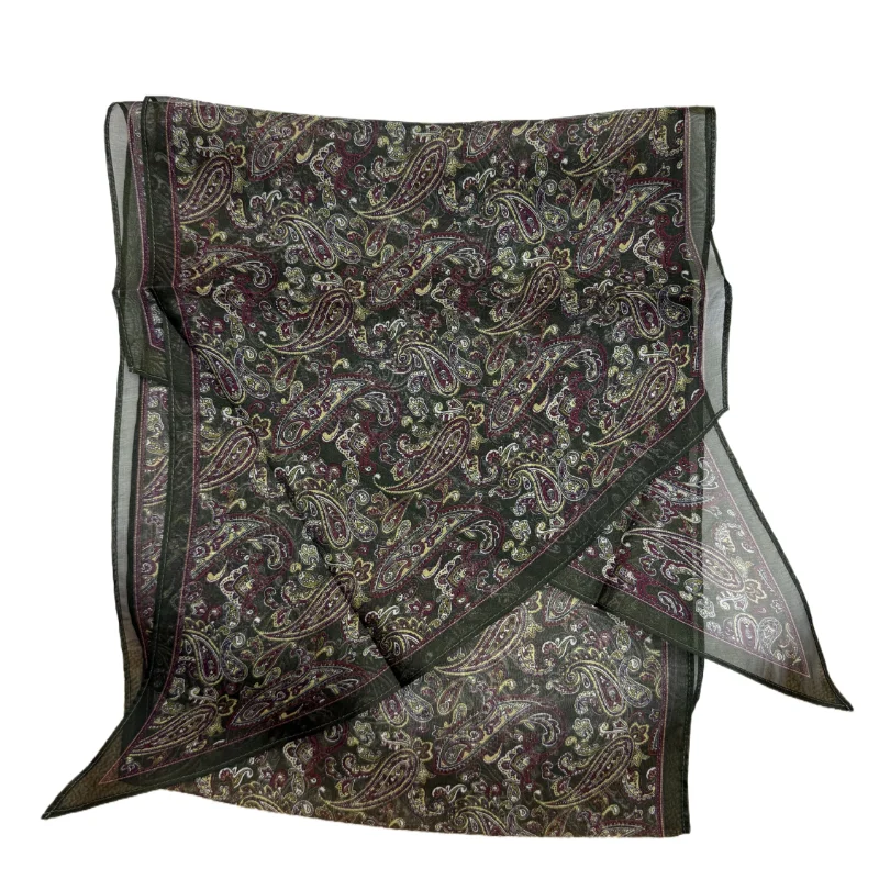 レトロカシューシルクスカーフ-ロングレクタングル-32x70cm-春-2026-マルベリーシルクシフォン-ドレープ-多用途-レディースファッションアクセサリー