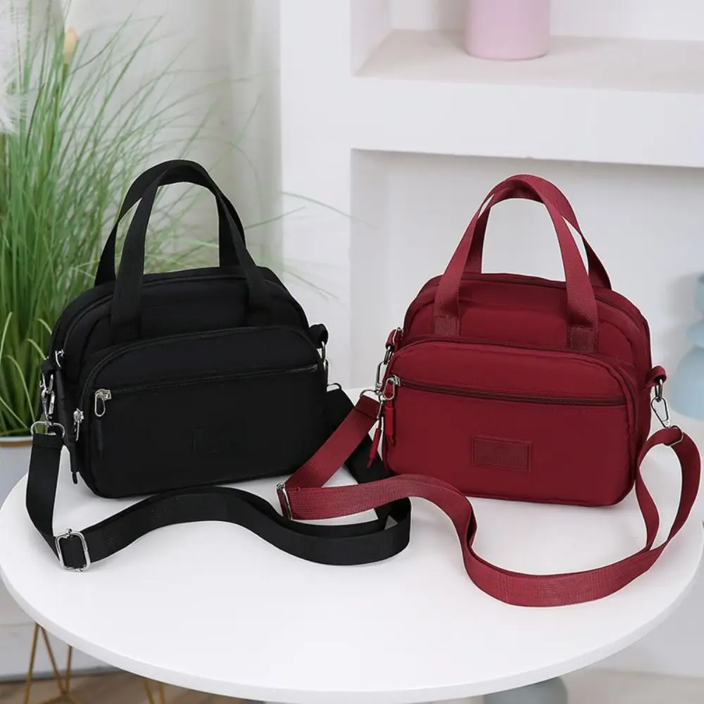 

Vintage Multi Pouch Zipper Crossbody Bag Nylon Niche Design Shoulder Bag Korean Style Solid Color Small Phone Bag Elderly People