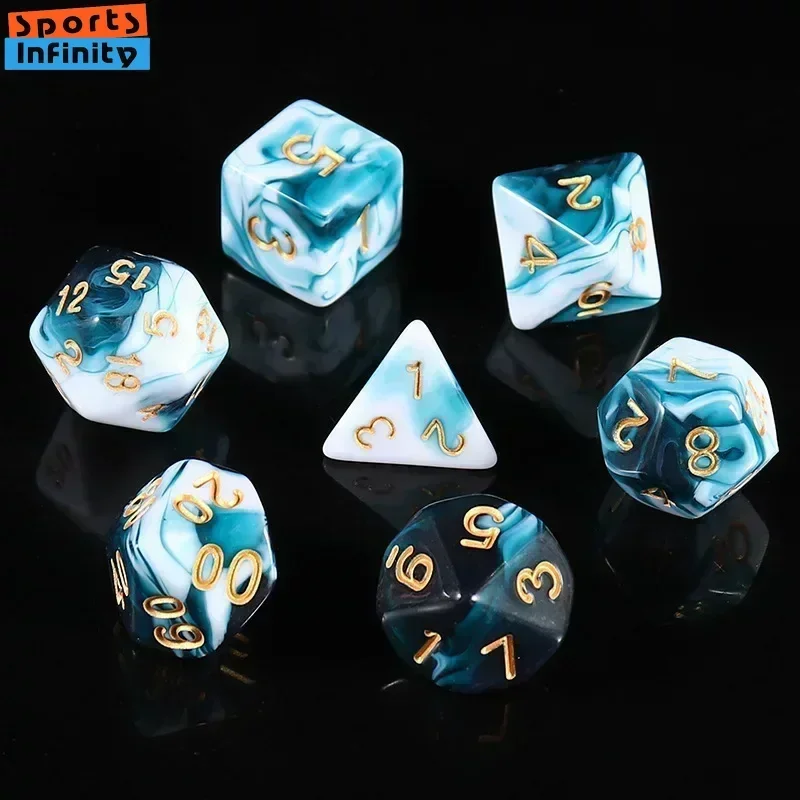 7 Pcs of Colorful Polyhedral Dice D20 D12 D10 D8 D6 D4 for COC RPG Board Game Running Group Acrylic Number Dice Kit Dnd Dice Set