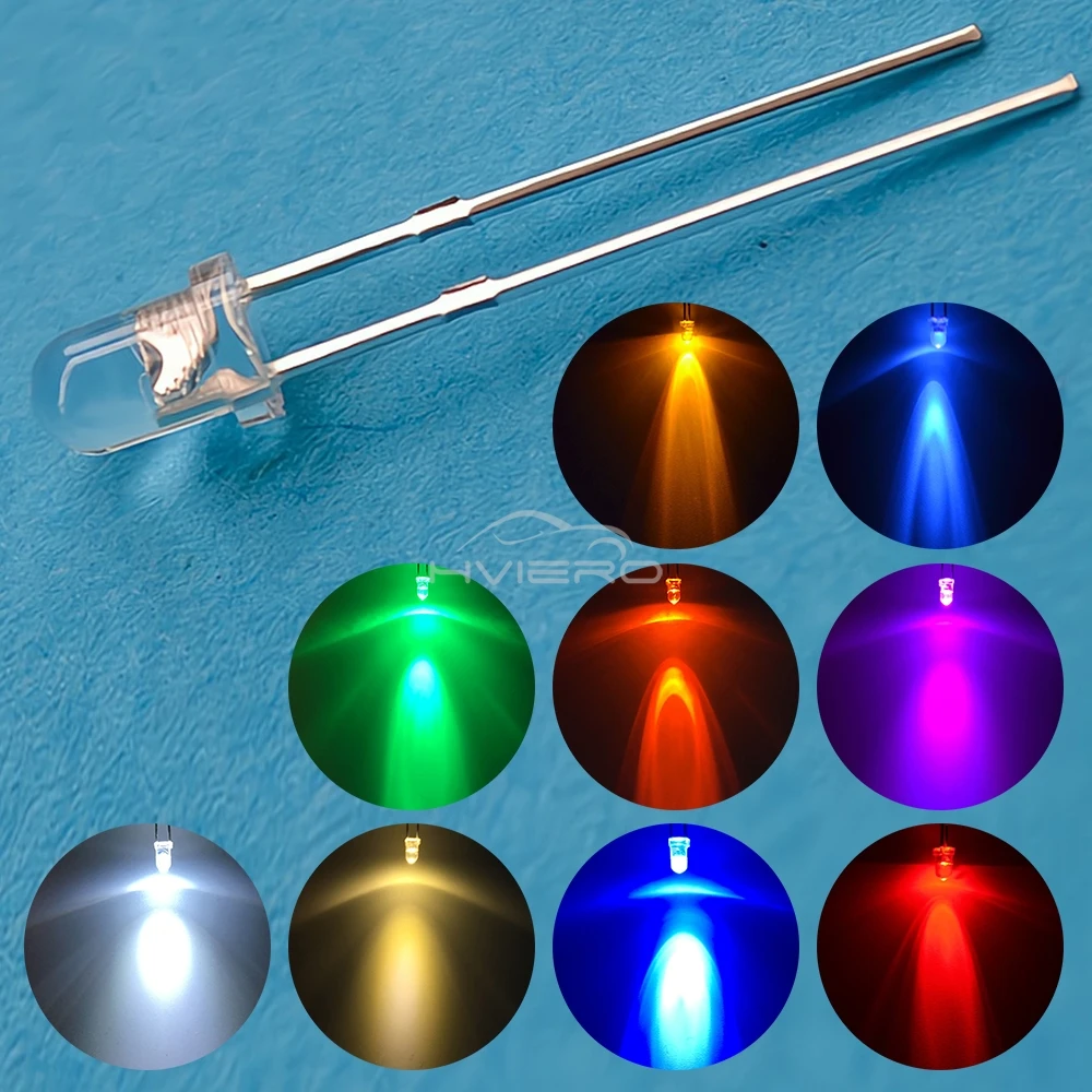1000pcs F3 3mm Round White Red Yellow Blue Green Bright Light Emitting Diode Assortment Kit Bulb Led Lamp Electronic Component