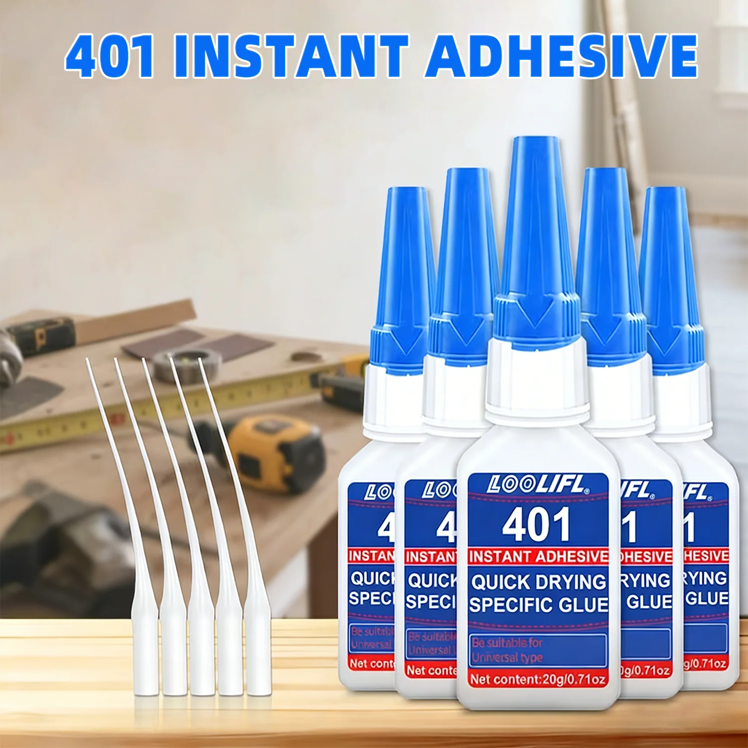 1-5pcs LOOLIFL 401 Instant Adhesive 20g - Cyanoacrylate Super Glue, Low Odor ,for Plastic, Metal, Wood, Rubber, Leather, Ceramic view 4