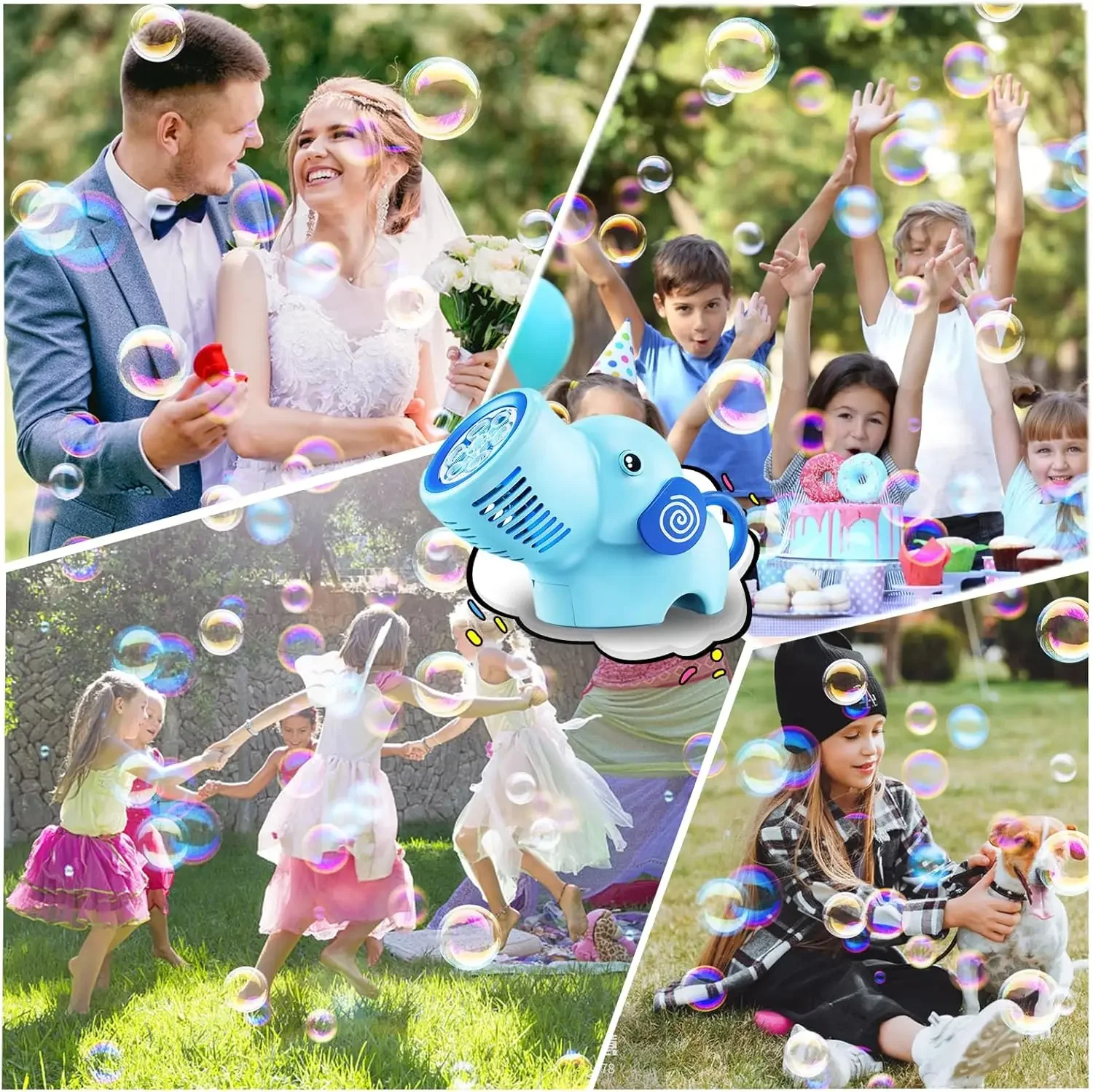 Machine à bulles automatique en forme d'éléphant, appareil électrique à bulles de savon mignon, jouet de fête de mariage en plein air, cadeau pour enfants