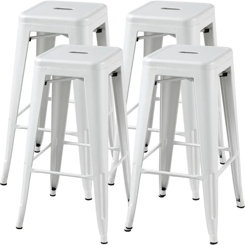 Metal Bar Stools 30inch Barstools Counter Height Bar Stools Set of 4 Indoor & Outdoor Stackable Bartools Industrial Bar Stools