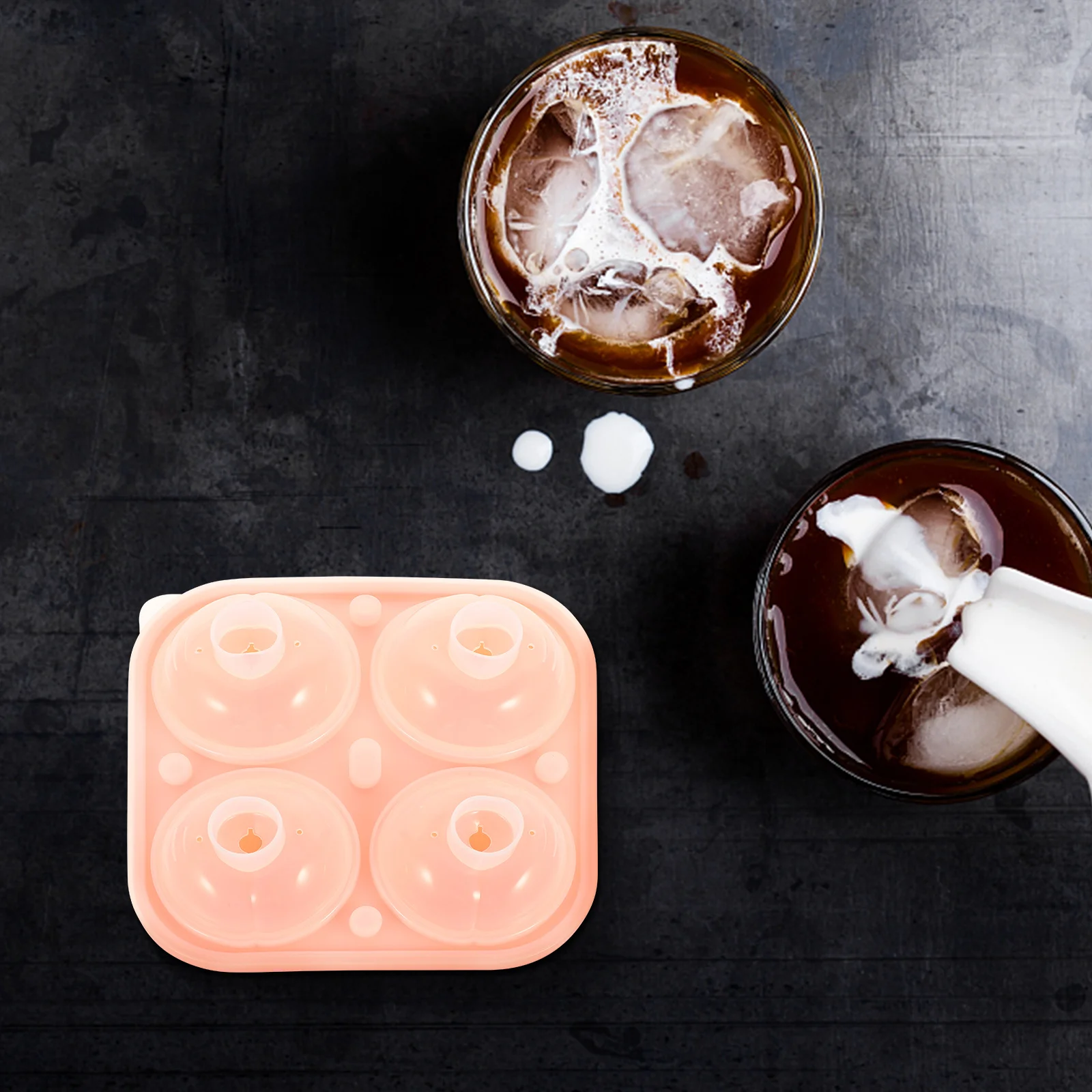 

Ice Ball Maker Mold Peach Shape Silicone Tray Easy to Clean Comfortable Grip No Strange Smell for Chilling Beer