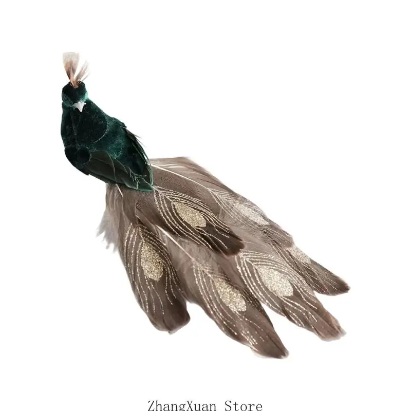 Weihnachtsbaumschmuck, vogelförmiger Vogelschmuck aus Stoffschaum mit geschichtetem Schwanz und Metallclip für den – Detail 5