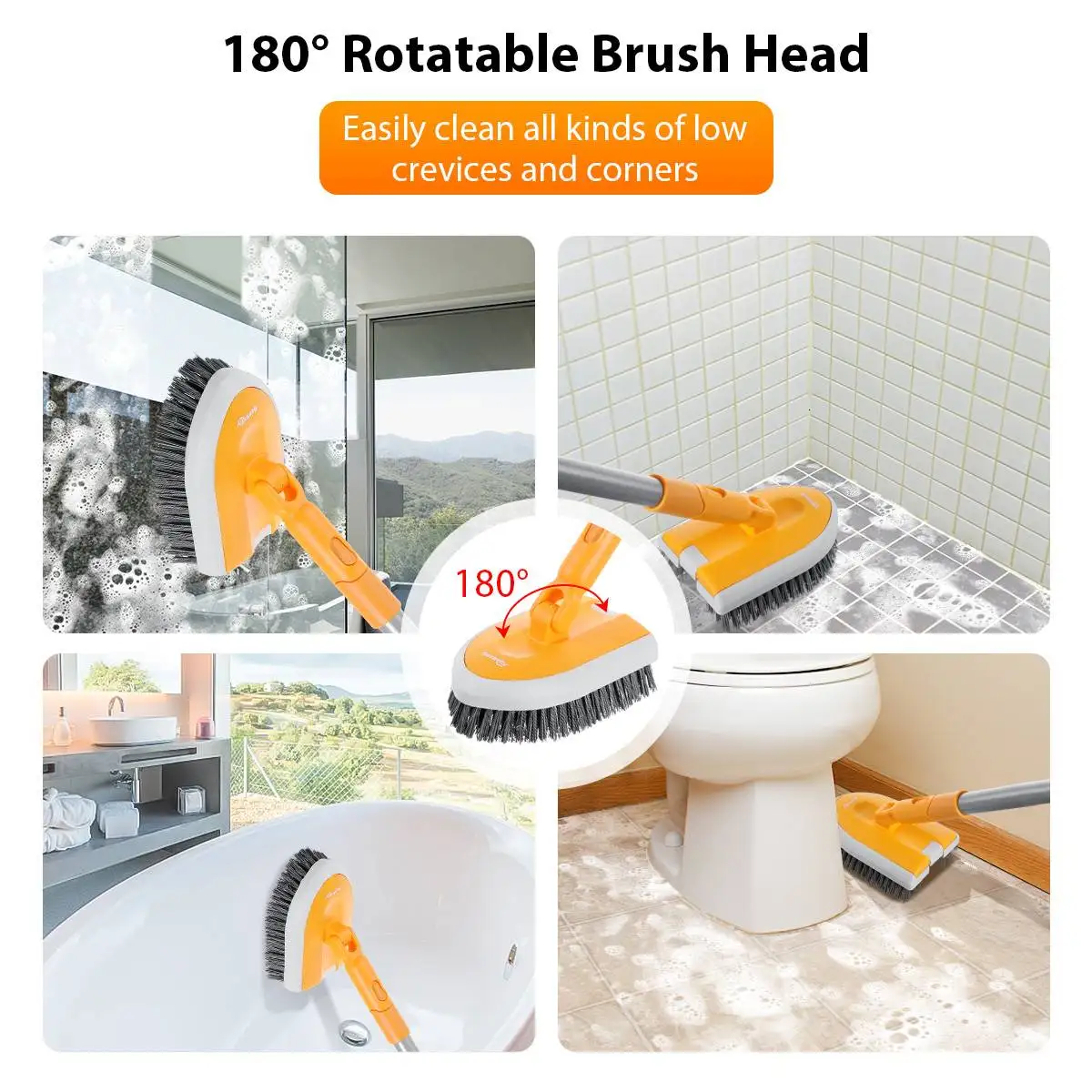 Tufting Bathroom Brush Rotating Non-slip Cleaning Brush Bathroom Toilet Floor Scrub Tile Cleaning Household Cleaning Tools