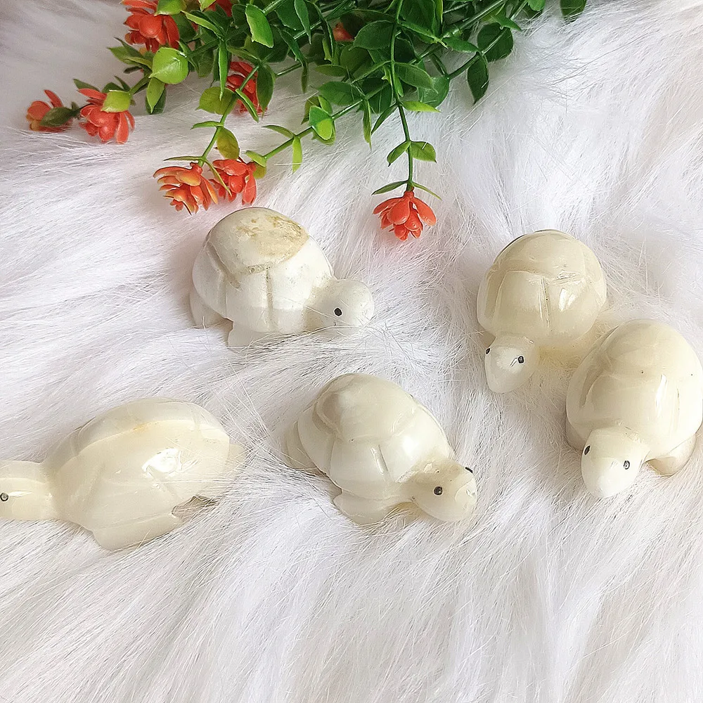 

Natural Afghan White Jade Crystal Carving Turtle Quartz Animal Mineral Restoration Spiritual Decoration