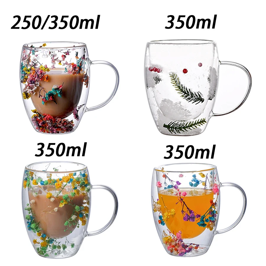 1/2/4PCS Doppel Wand Klar Glas Kaffee Tassen Doppel Isolierte Glas Tasse Für Heiße Kalte Getränke cappuccino Espresso Tasse – Detail 2