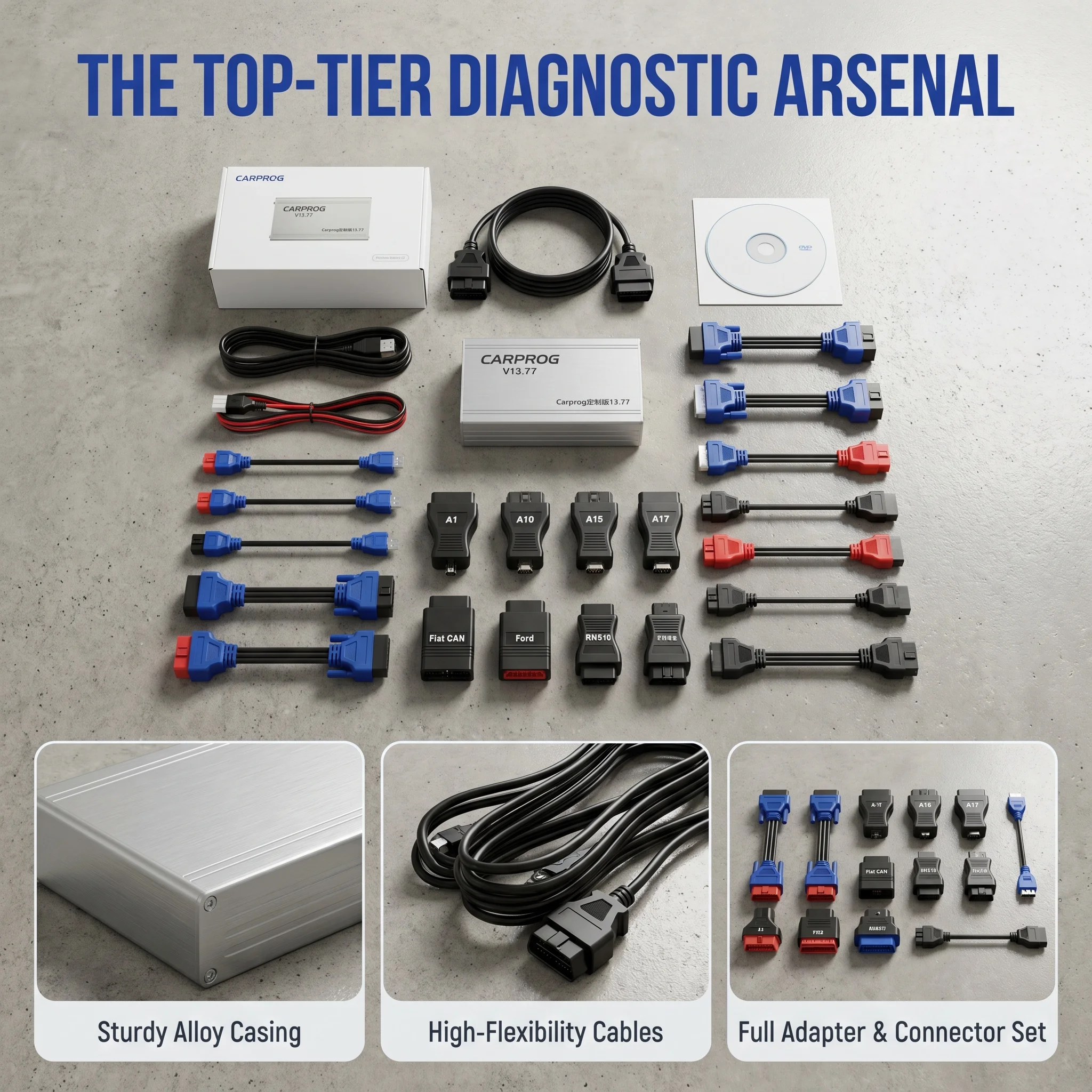 Auto Repair Tools - Carprog 13.77 Auto Diagnosetool Volledige Adapterset