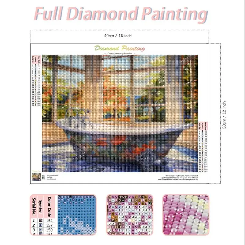 CHENISTORY Full Square Diamond Embroidery Flower bathtub Diamond Painting Mosaic Handicraft Pictures Home Decoration