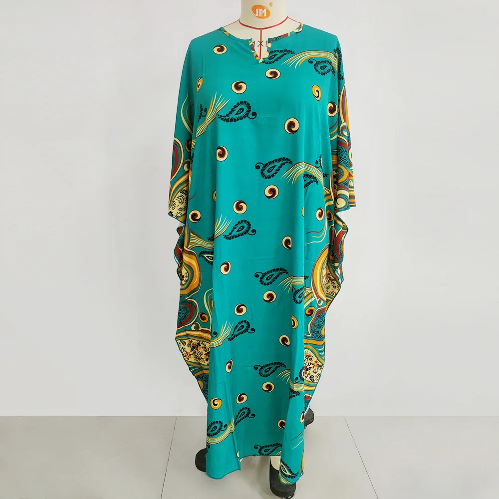 Robe de Plage Imprimée à Manches sulfpour Femme, Tenue Respirante du Moyen-Orient, pour Vacances d'Été