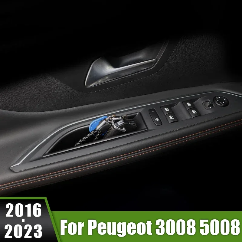 

For Peugeot 3008 5008 GT Hybrid 2016 2017 2018 2019 2020 2021 2022 2023 Car Door Armrest Handle Glove Storage Phone Holder Box