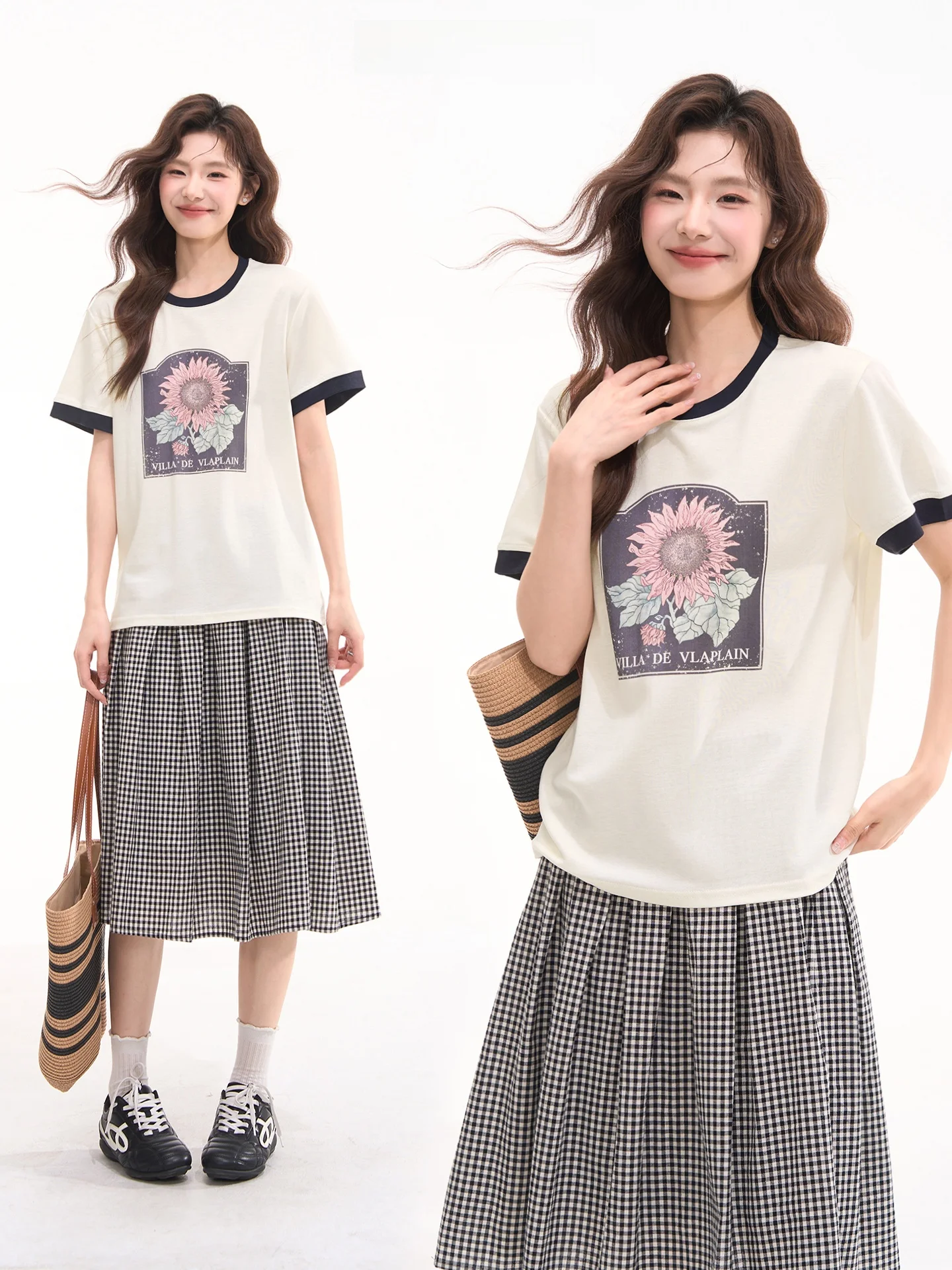 

Женская футболка с коротким рукавом и принтом подсолнухов, повседневная, свободного кроя, из смесового хлопка, с цветовыми блоками, летняя модная женская футболка