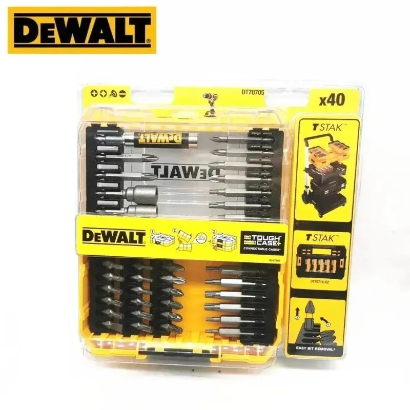 DEWALT DT70705 Screwdriver Bit Set in Heavy Duty Case 40 Pieces Cordless Drill Driver Bits Set Power Tool Accessories DT70705-QZ