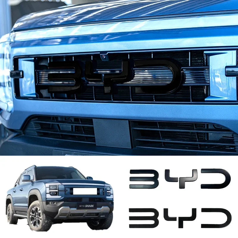 Front Back Badge Letter Logo 3D Cover Sticker Black For BYD Shark 6 Decorative Car Sticker for Shark 6 Pickup Car Accessories
