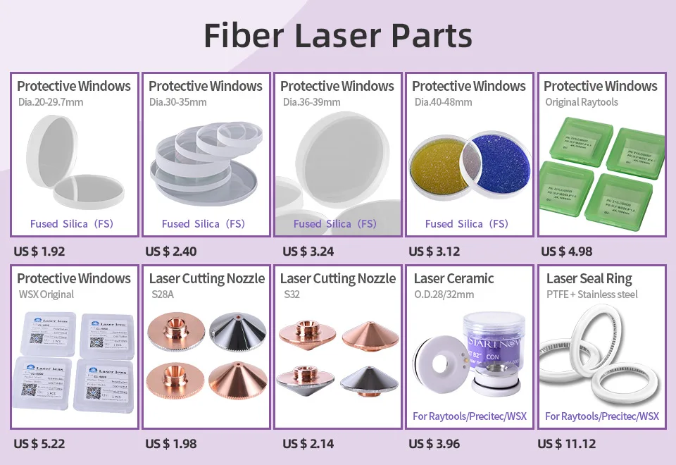 Startnow Fiber Laser Protective Windows Dia.50mm Coated 50x2 55x1.5 Optical Glass Protection Lens For Laser Cutting Welding Head