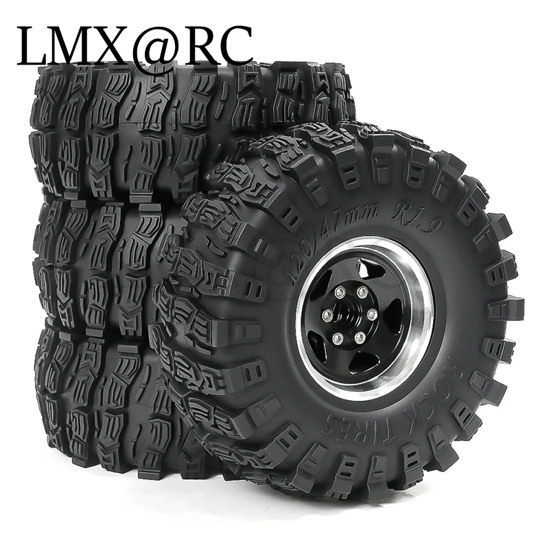 LMX 4 個 120 ミリメートル 1.9 "メタルビードロックホイールリムゴムタイヤセット 1/10 RC クローラー車トラクサス TRX4 RC4WD D90 D110 アキシャル SCX10 MST 用