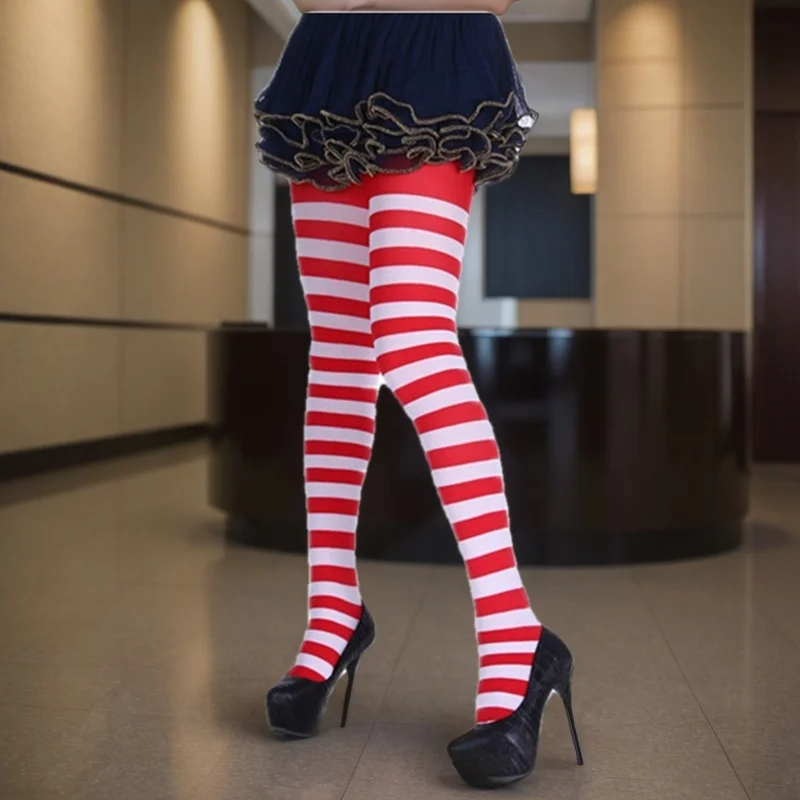 

Over-Knee Striped Tights loween Par Accories Cisas Panhose Single Color Stoings Women's Leggings