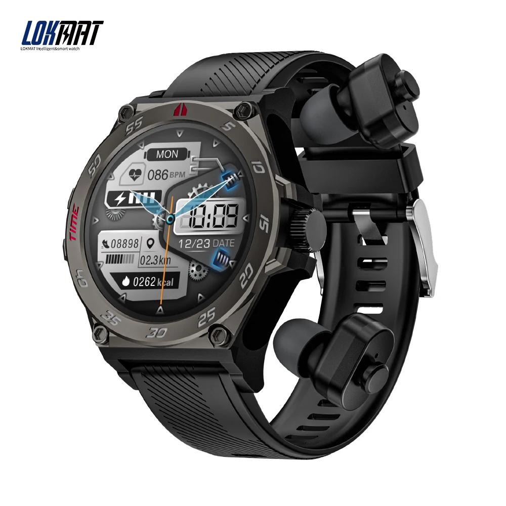 

Lokmat Time GT 2 in 1 Smart Watch with TWS Earbuds BT Calls Fitness Tracker Heart Rate Monitor Smartwatches for Smart Phone