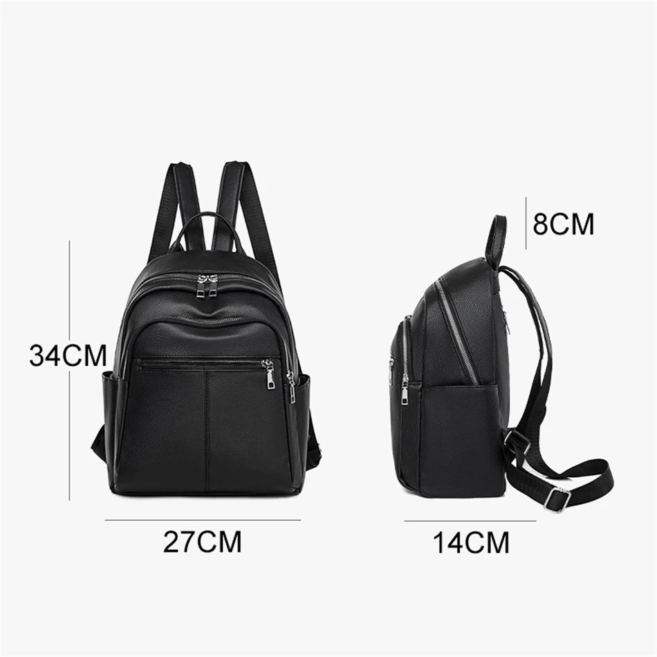 Solid Color Simple Large Capacity Pu Leather Backpacks Designer Leisure Versatile Light Knapsacks SchoolBag for College Students