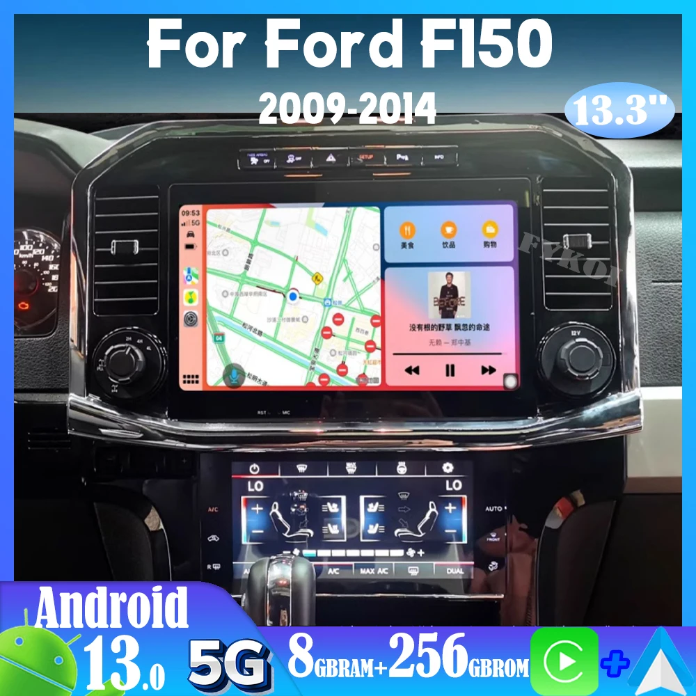 Android 13 For Ford F150 2009-2014 AC Panel Car Radio Automotive Multimedia Carplay Auto Bluetooth Stereo GPS Navigation 5G 1Din