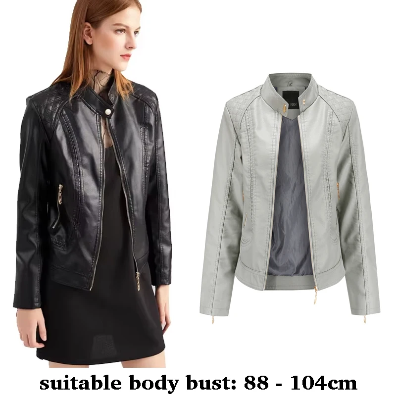 

high quality leather jacket for women long sleeve big size slim motorcycle jacket new 2025 autumn winter clothing brown red