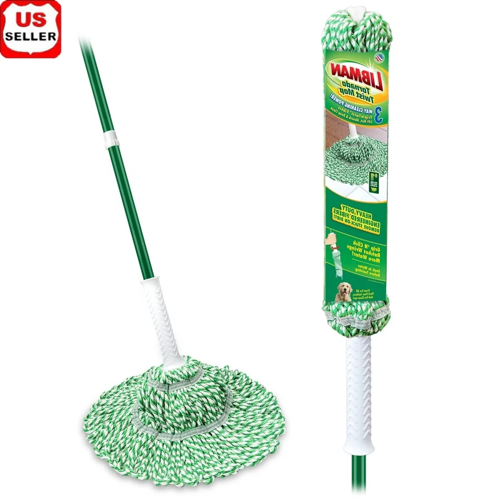 

Tornado Twist Mop с хлопчатобумажной головкой, сверхмощная машинная стирка, ручка с храповым механизмом, швабра с защитой от запаха, многофункциональная