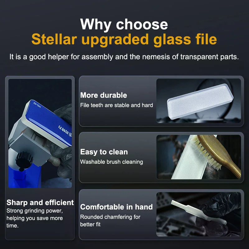 

Upgraded Glass File Precision Washable File For Model DIY Nub Mirror Polishing Small Flat Surface Sanding Tool