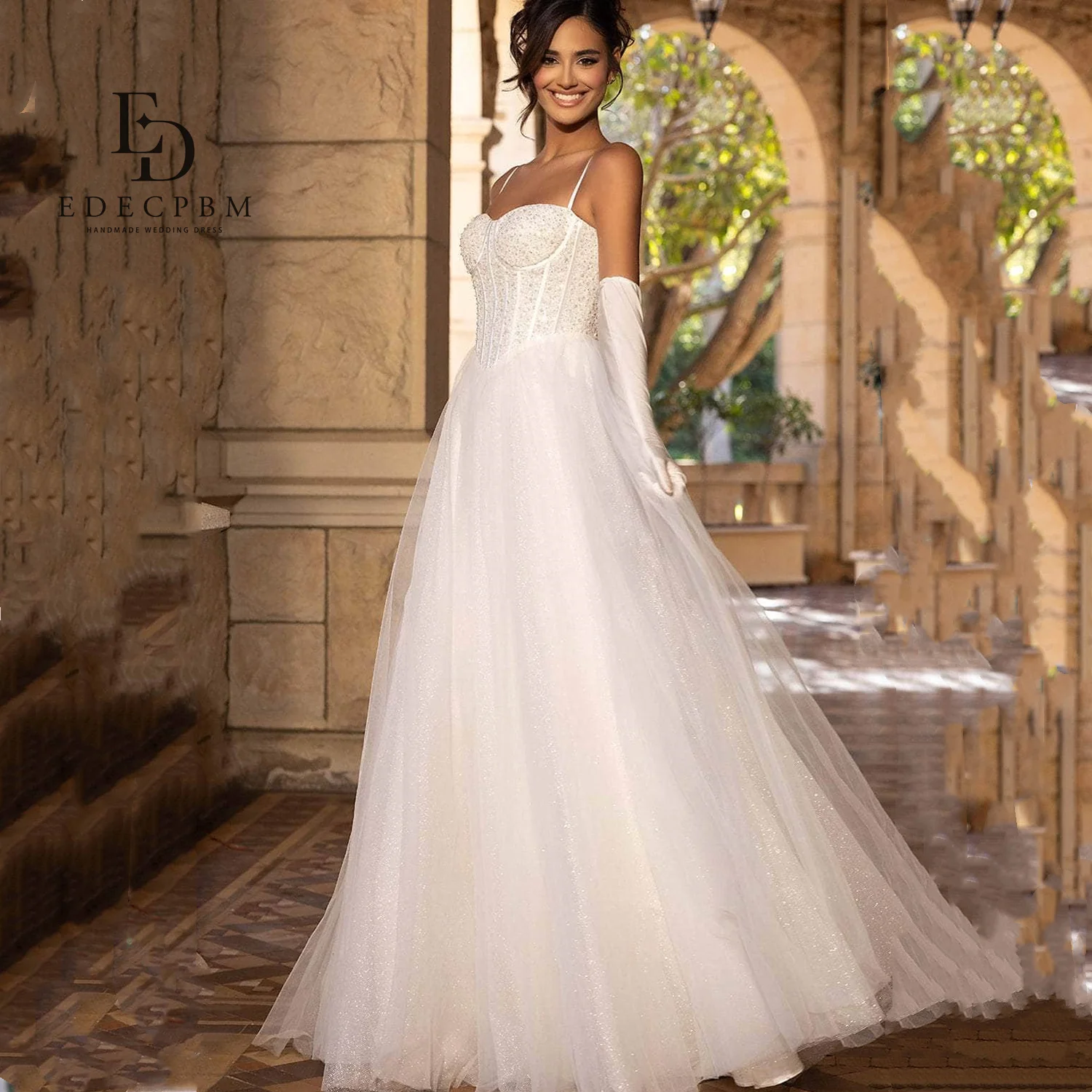 

EDECPBM فساتين سهرة Luxurious Women's Evening Dresses 2025 Designers Sweetheart Customized Vestidos De Festa Wedding Dress Shiny
