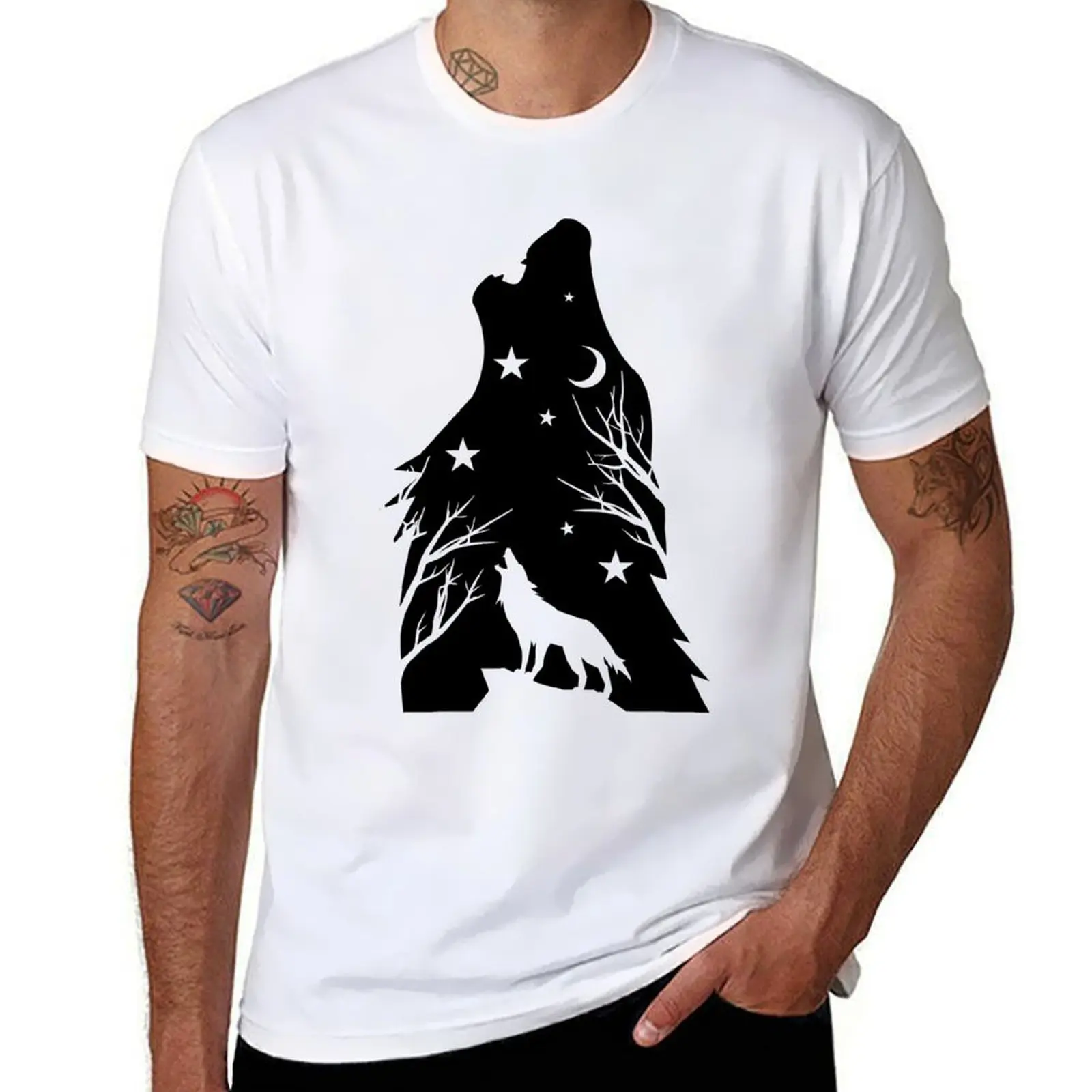 

Howling Wolf T-Shirt t shirt man luxury t shirt for man 100 percent cotton T-Shirt