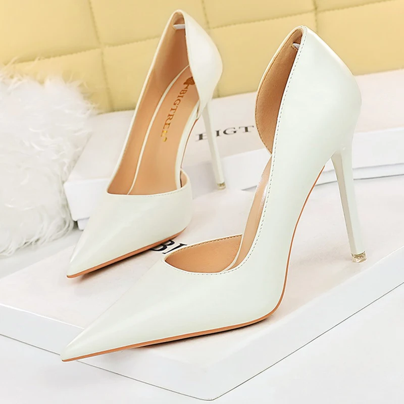 BIGTREE Shoes Women Pumps Sexy Party Shoes Pu Leather High Heels Women Shoes Stiletto Luxury Banquet Shoes Ladies Plus Size 43