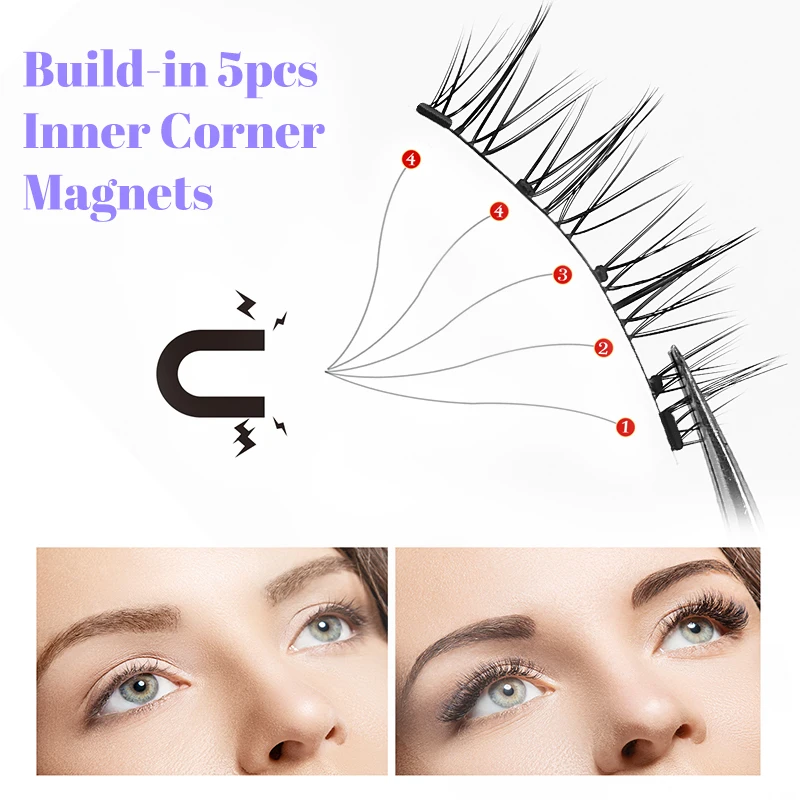 Ciglia magnetiche non adesive, un set di ciglia magnetiche riutilizzabili, ciglia morbide e arricciate, installazione facile e veloce