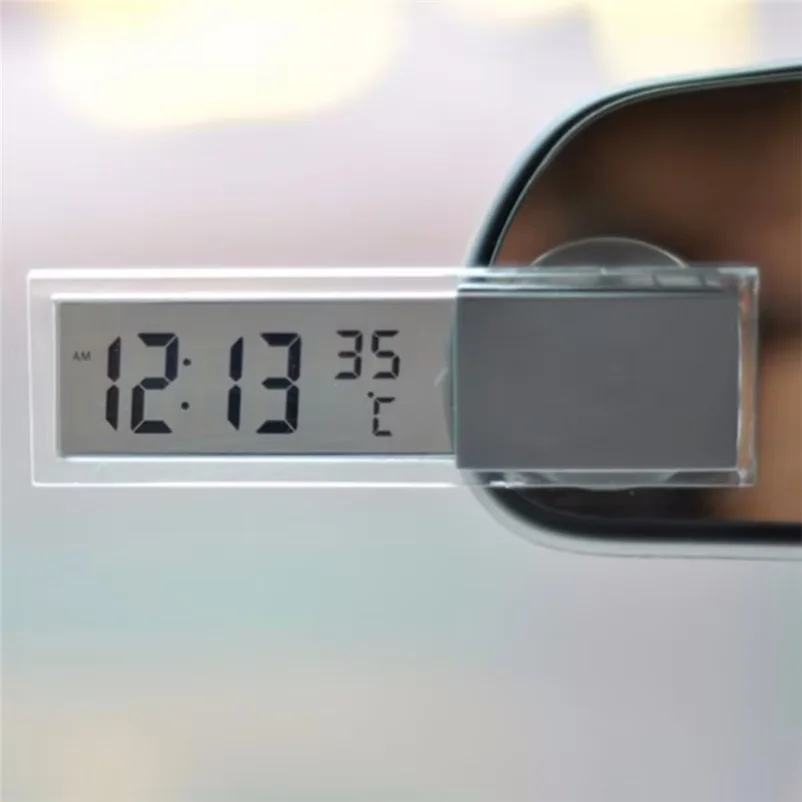 Auto Electronic Clock LCD Digital Display Car Digital Clock Temperature Display Sucker Type Electronic Clock Thermometer