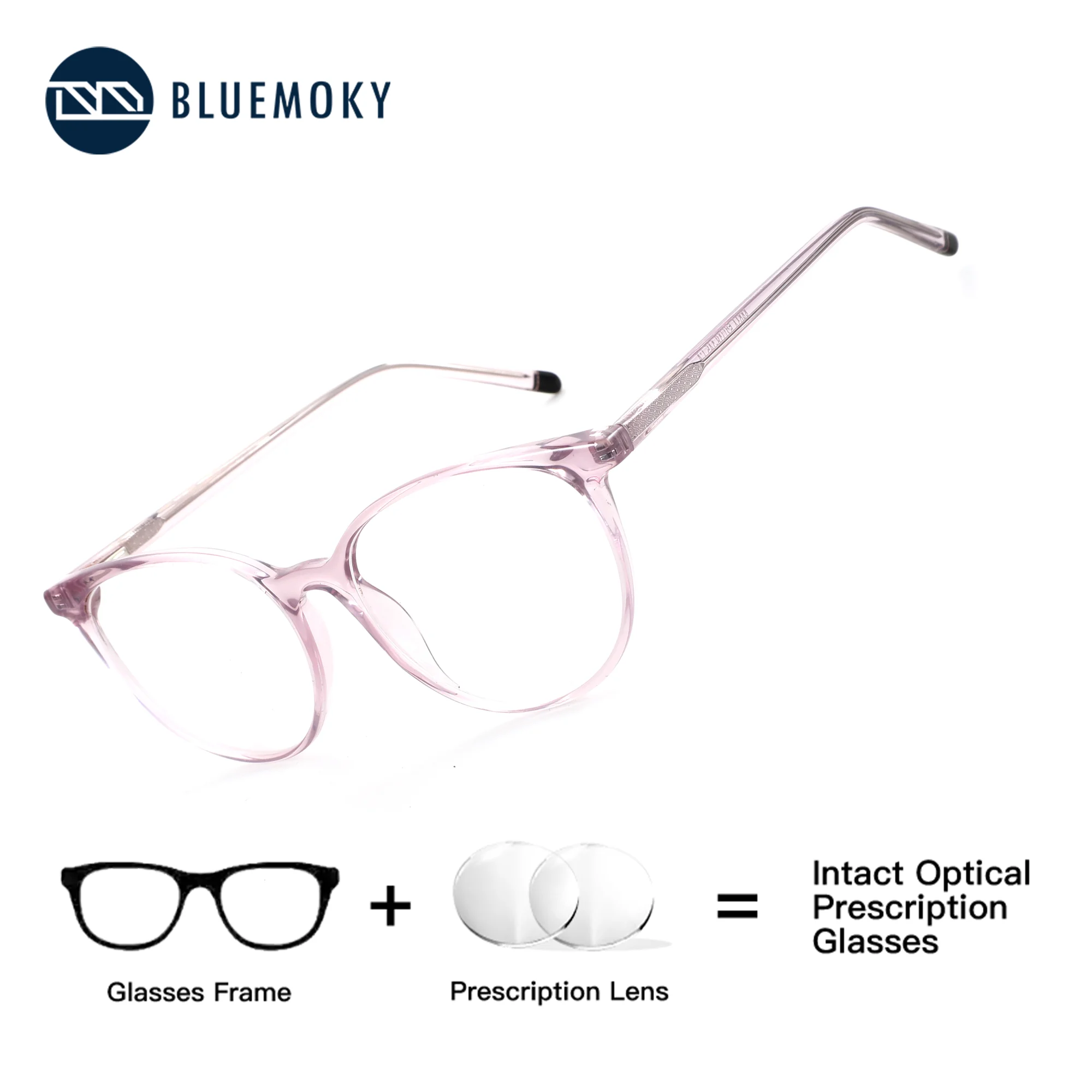 

BLUEMOKY Fashionable Round Prescription Glasses, Women's Progressive Myopia, Anti Blue Light Discoloration
