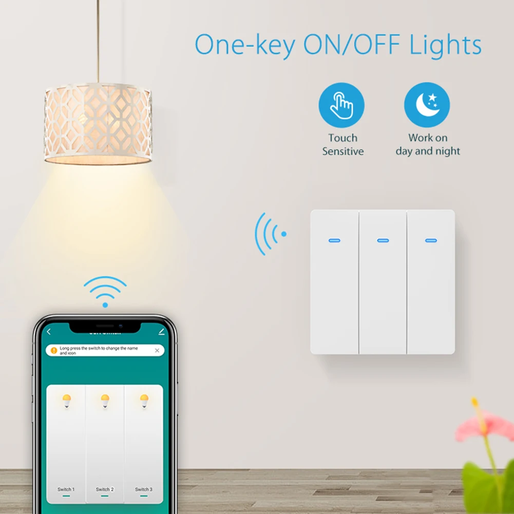 1/2/3 Gang Smart Light Wall Switch Voice Control Alexa Google Home Tuya WIFI App Remote Control Push Button No Hub Required