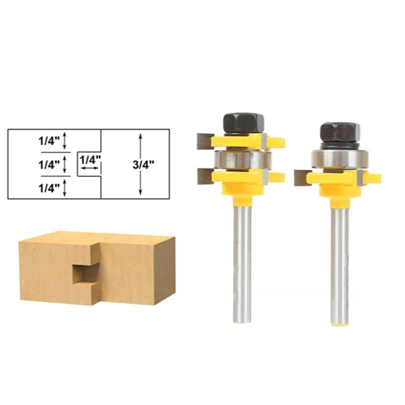 Durable Carbides Tipped Tongue and Grooves Router Bit Set Achieve Better Result Dropship