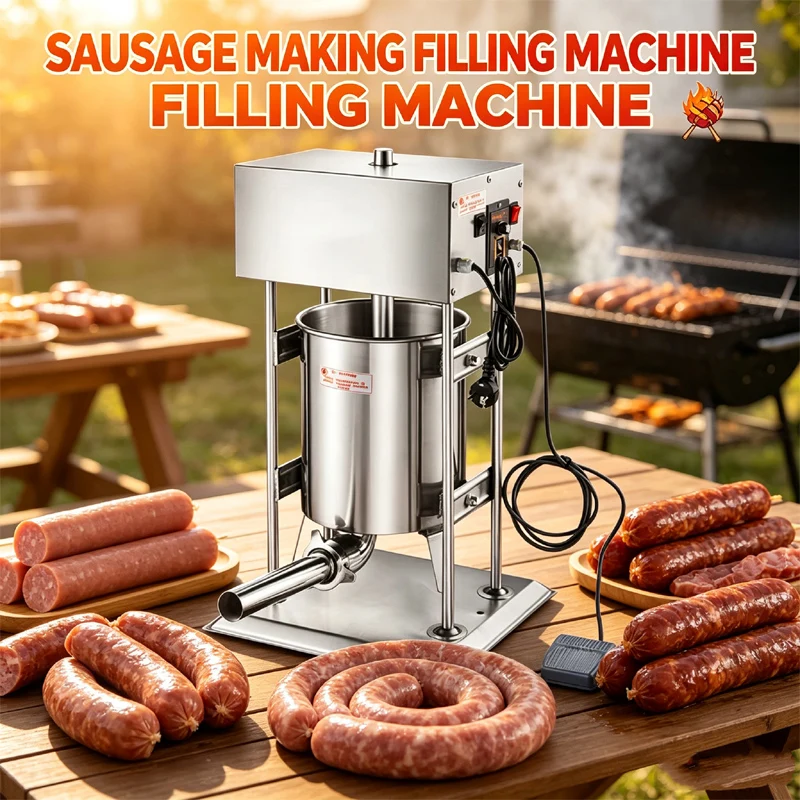 10L/12L /15L/20L/25L/30L Sausage Stuffer Filling Machine Stainless Steel Making Sausage Machine Commercial With 4 Filling Funnel