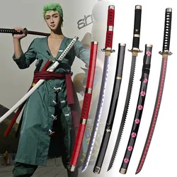 72cm Anime Roronoa Zoro Katana Sandai Kitetsu Sword Wooden Blade Zoro Cosplay Prop Real Size Japanese Katana Samurai Sabre Gift