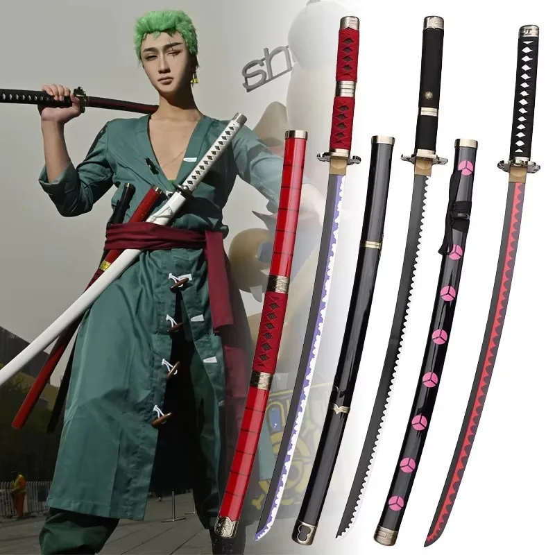 72cm Anime Roronoa Zoro Katana Sandai Kitetsu Sword Wooden Blade Zoro Cosplay Prop Real Size Japanese Katana Samurai Sabre Toy