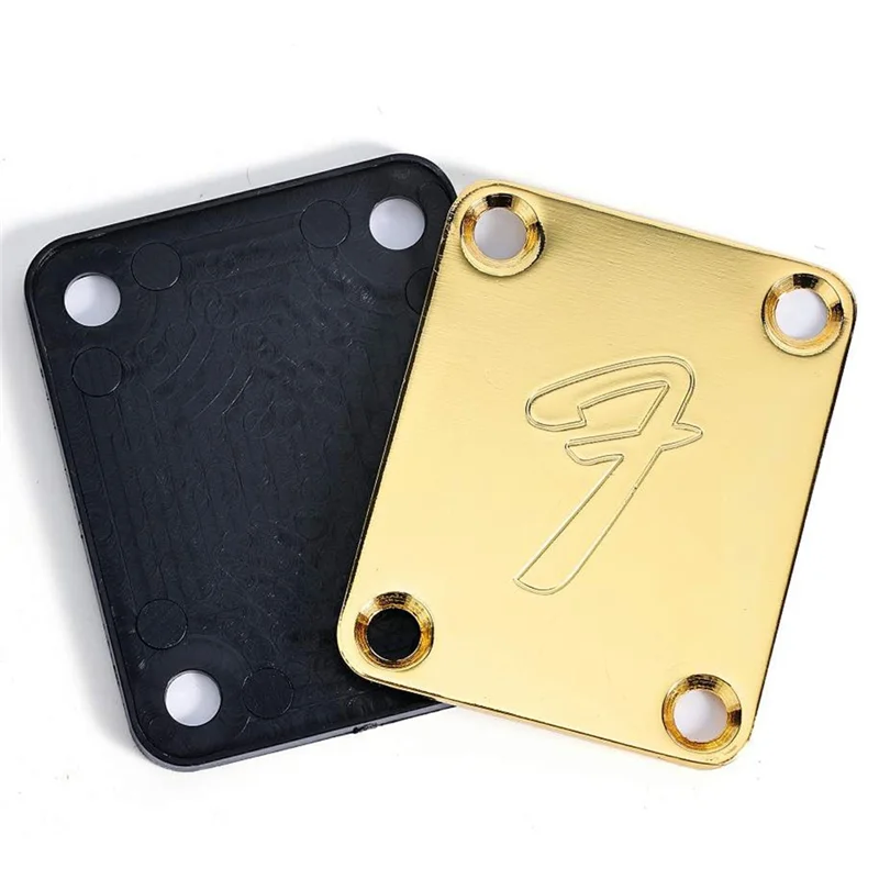 70S 4-Bolt Guitar Neck Plate Neckplate with Screws (Black)