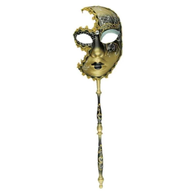 652F Halloween Mask Party Costume Mask Carnivals Mask with Holding Masquerade Mask Mardi Gras Mask Evening Proms Mask