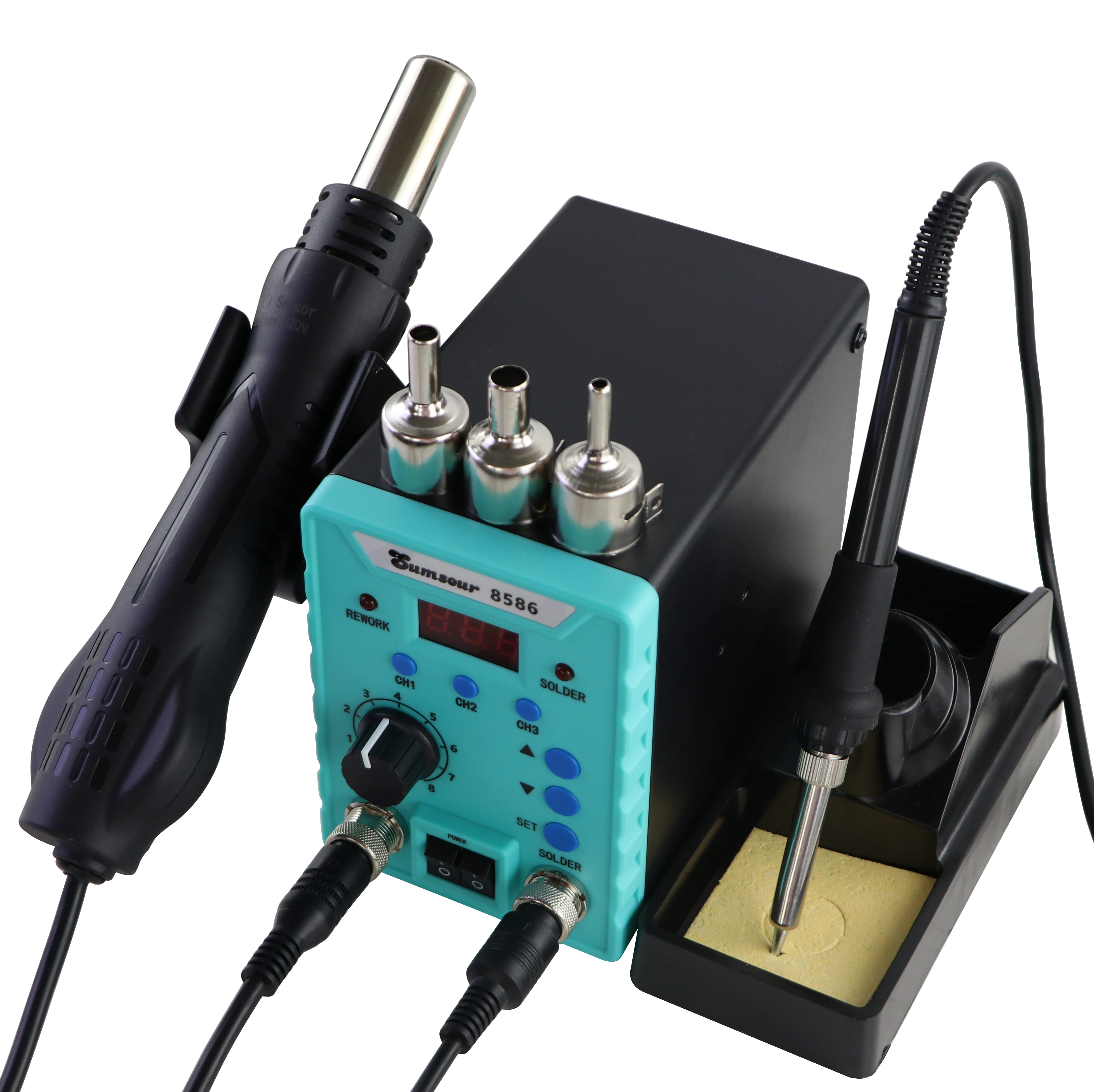 Sumsour 8586 760W 2 in 1 Digital Display SMD Soldering Rework Station Hot Air Gun Solder Iron Welding Desoldering Repair Tools